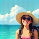 Happy traveler enjoying their trip icon