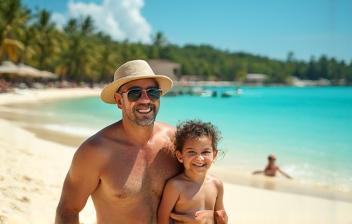 Family enjoying a beach holiday package in Malaysia